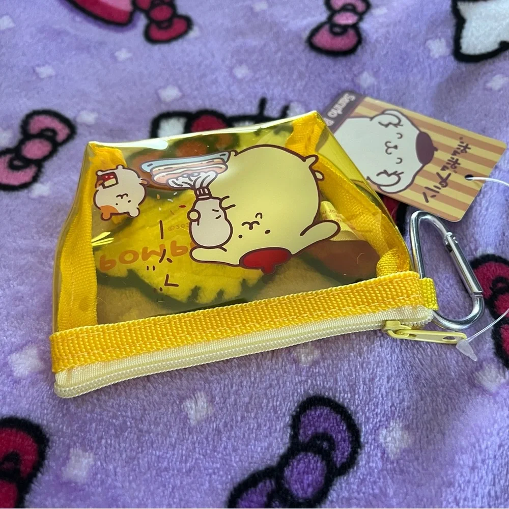 Pompompurin Yellow Clear Plastic Small Zip Coin Pouch NWT